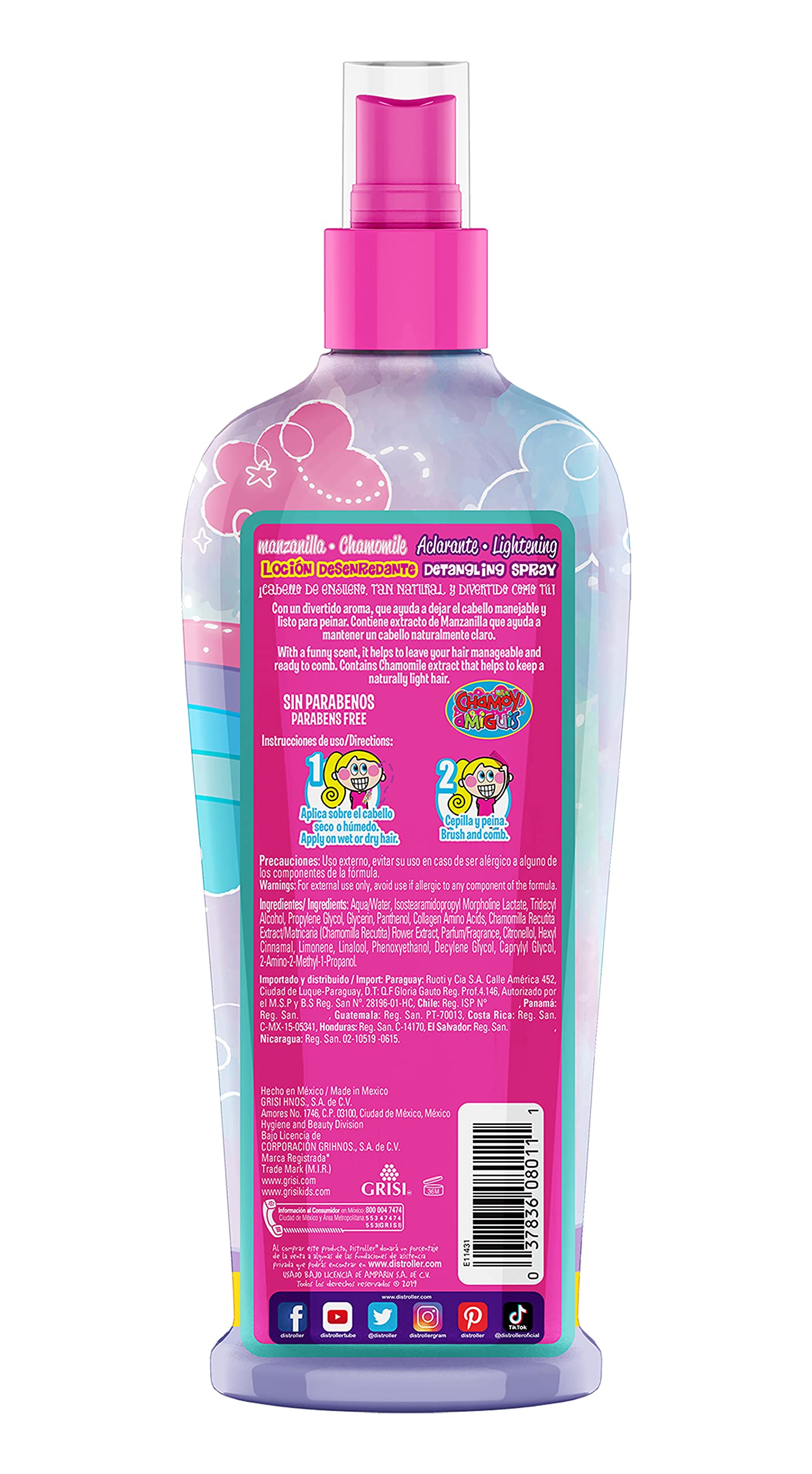 Grisi Kids Manzanilli Detangler Strawberry Fresa, 8.4 Ounce, (EX8011)