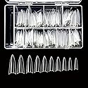 BeYou Clear Long Stiletto 500pcs False Fake Gel Nail Tips,10 Sizes With Clear Plastic Case For Nail Salon Nail Shop