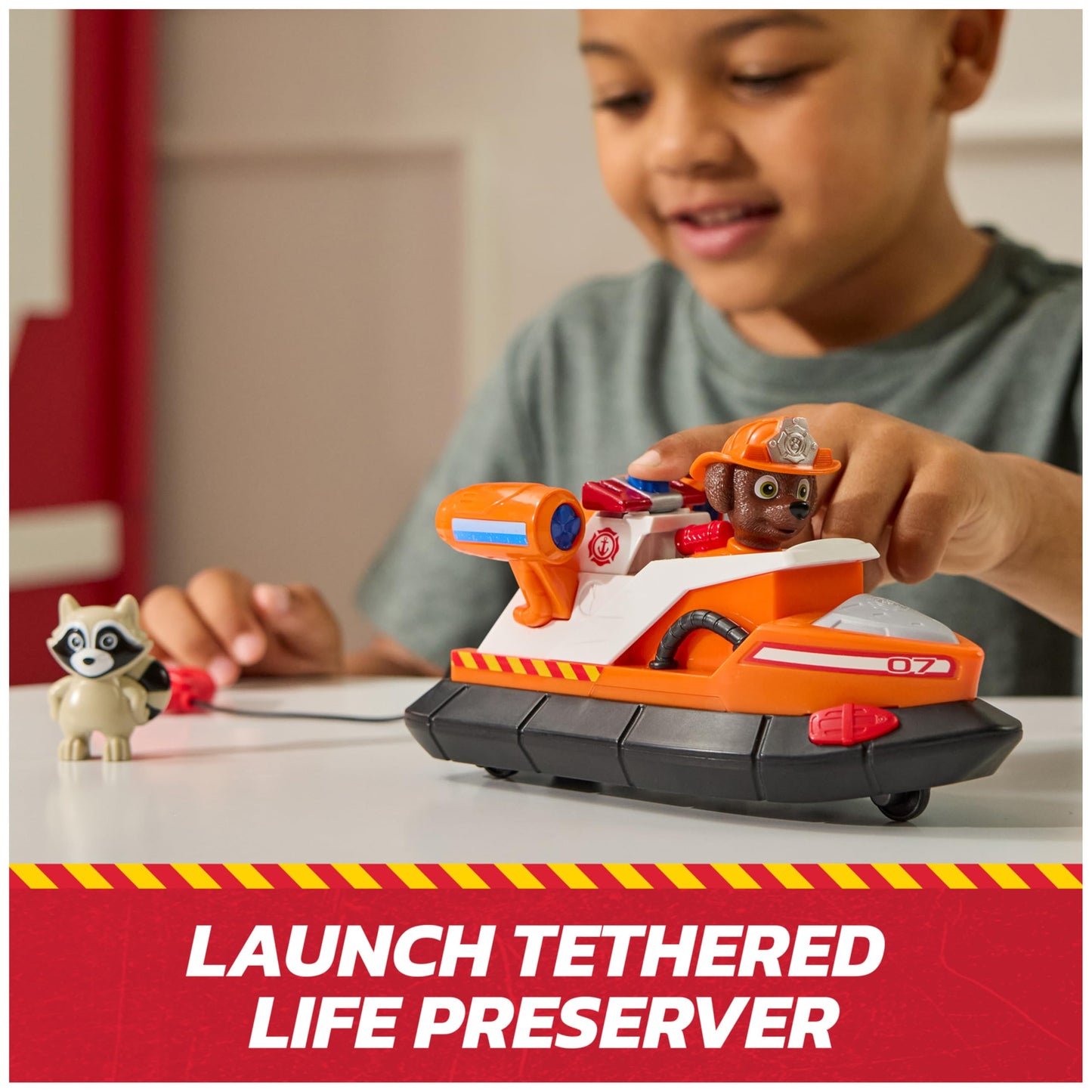 Paw Patrol Fire Rescue: Zuma Rescue Fire Boat with Action Figure, Launching Lifesaver, Raccoon & Toy Boat, Kids Toys for Boys & Girls Ages 3 and Up
