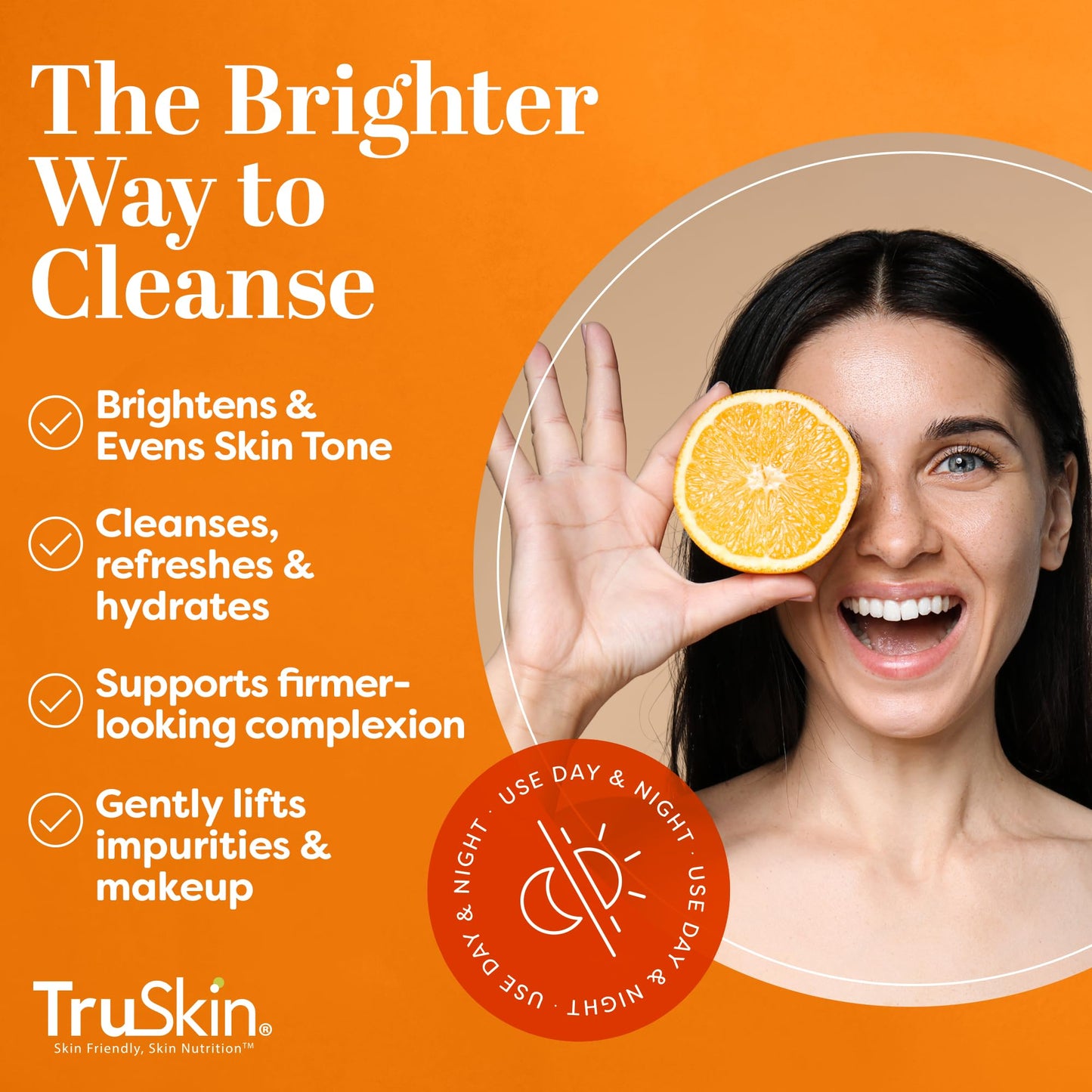 TruSkin Vitamin C Cleanser for Face - Brightening Face Wash with Vitamins C & E, Rosehip Oil, Aloe Vera and MSM - Deep Clean and Refresh for Radiant