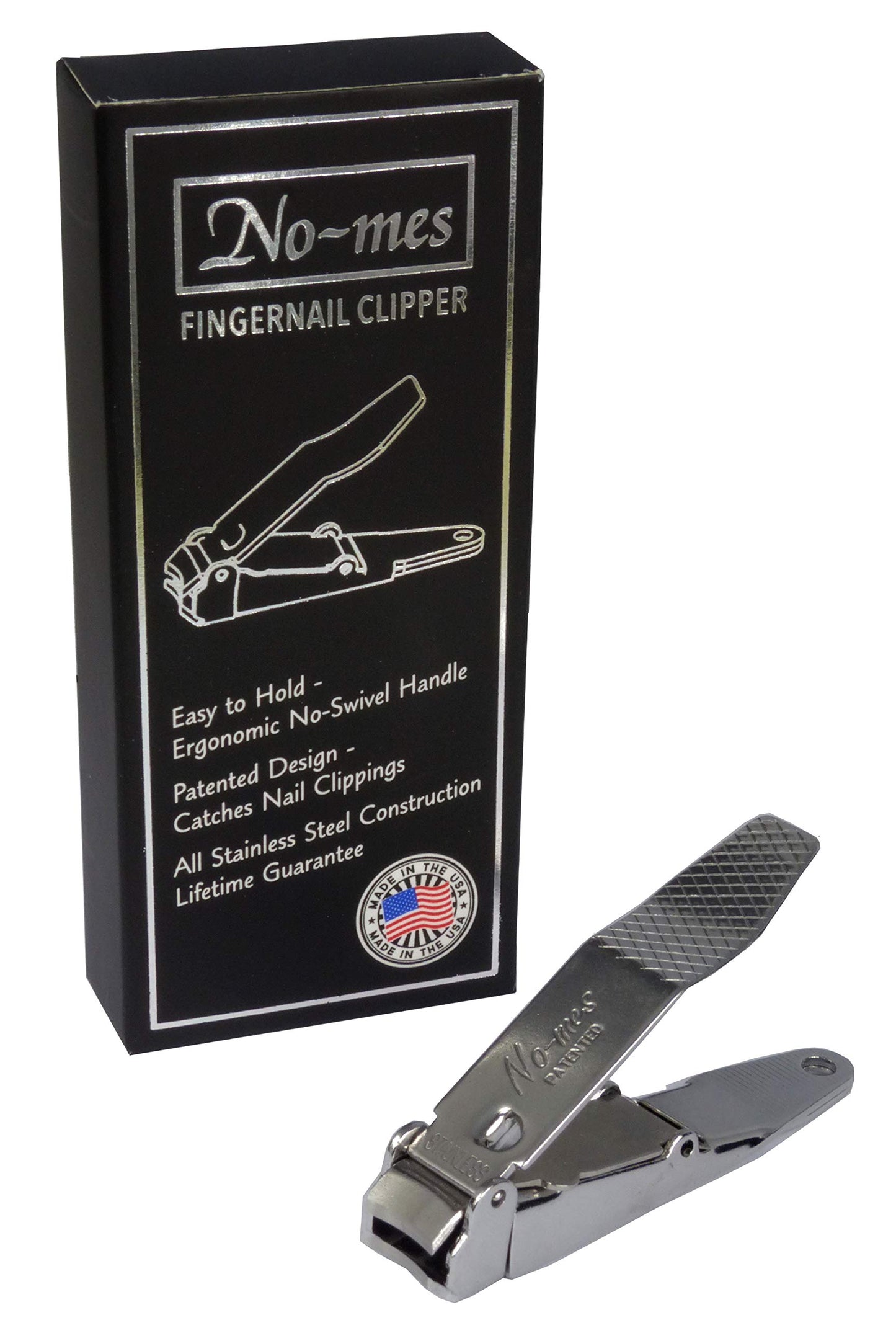 No-mes Fingernail Clipper, Catches Clippings, Built-in Nail File, Made in USA
