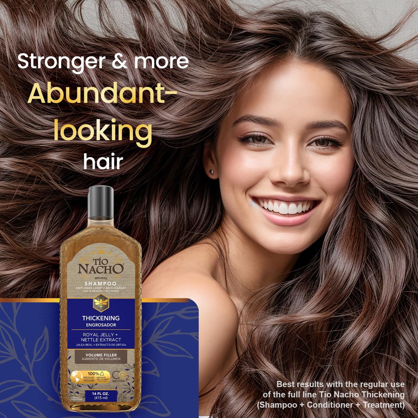 Tio Nacho Thickening Shampoo for Thinning Hair for Women & Men with Royal Jelly & Nettle Extract - Volumizing Hair Loss Shampoo for Fine Hair, Paraben