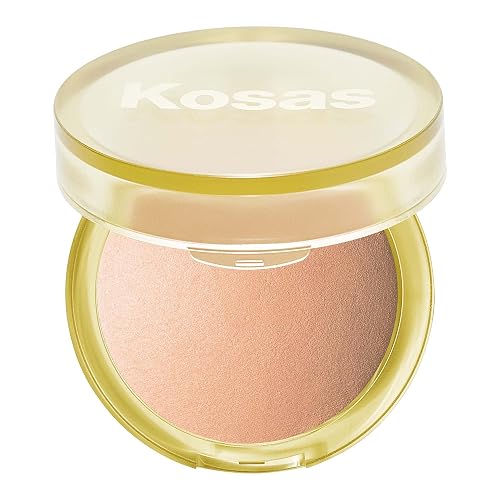 Kosas The Sun Show Glowy Warmth Baked Bronzer - Talc-Free Powder Bronzer for Face, Buildable Color, Natural Glow, Lightweight Finish, Waves
