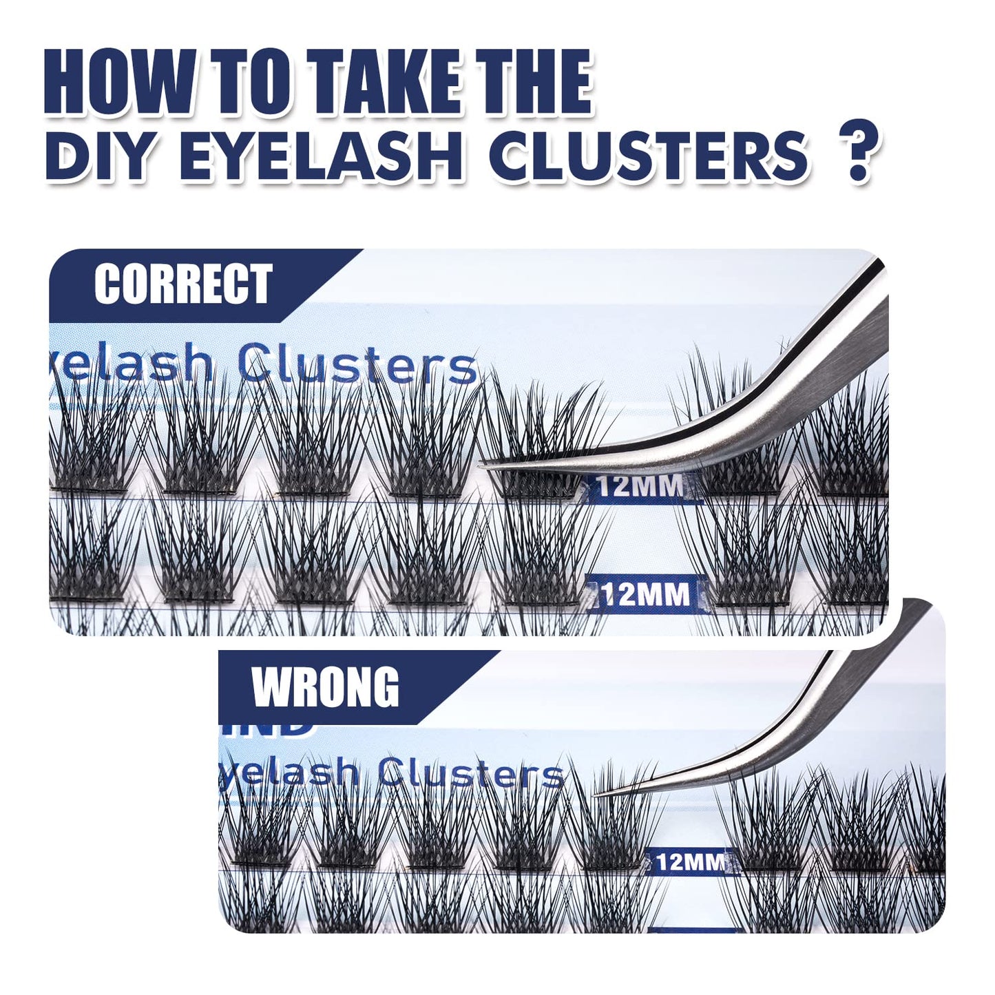 ETVITE DIY Eyelash Extension Lash Clusters Individual Lashes, 48 Clusters 3D Effect C Curl, Natural Look Reusable Soft Feather Light Volume 10mm