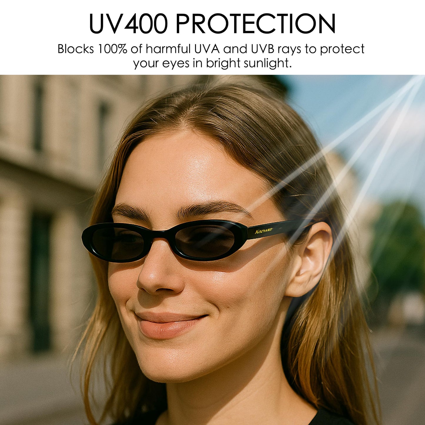 Kozyard Retro Oval Polarized Sunglasses for Women UV400 Protection Premium Polarized Lenses, Durable Alloy Hinges, Lightweight for Travel, Driving