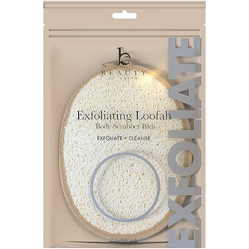 Exfoliating Loofah Sponge Body Scrubber - Pack of 2 Natural Loofah Sponges, Shower Body Exfoliator Scrubbing Pads for Removing Dead Skin