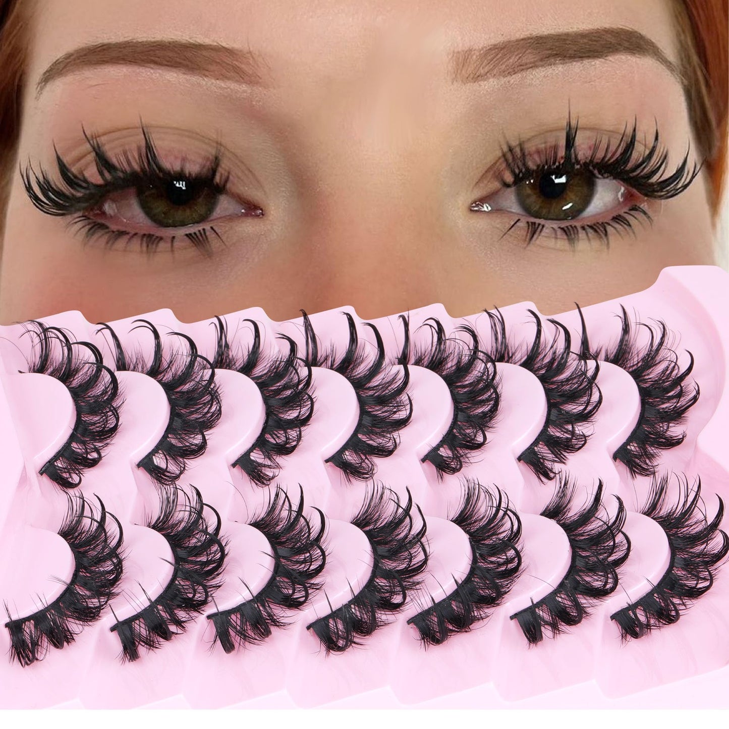 Lashes Wispy False Eyelashes Natural Fairy Fake Eyelashes Cat Eye Lashes Mink Long Strip Eyelashes Doll Manga Lashes 7 Pairs C Curly Lashes Pack by Beauty and Personal Care ALICROWN HAIR Default Title