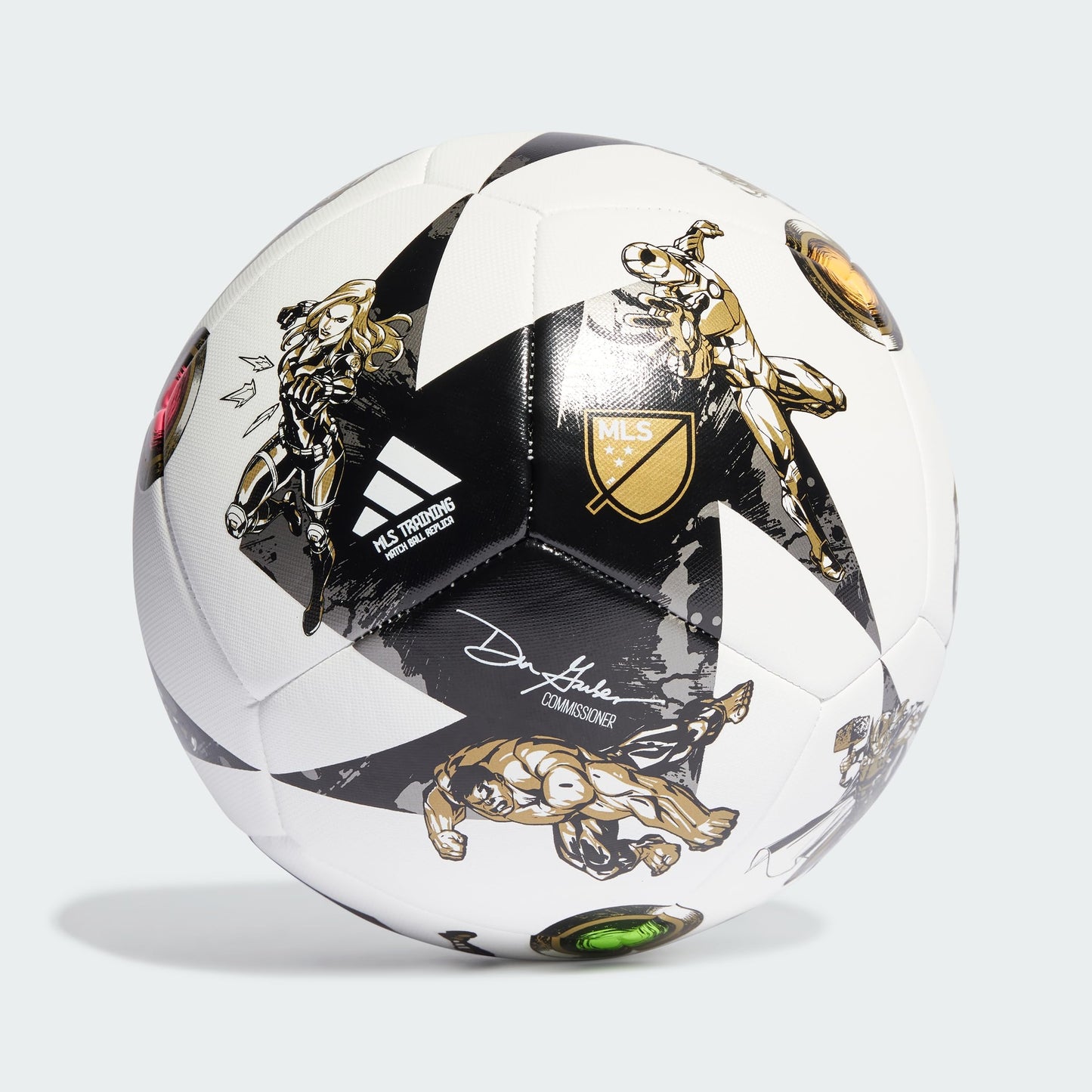 adidas MLS 2023 All Star Game Ball - Marvel's Avengers-Inspired Graphics, MLS Printed Logos, Inflation Required (Training, 5), BLACK/WHITE/IRON…