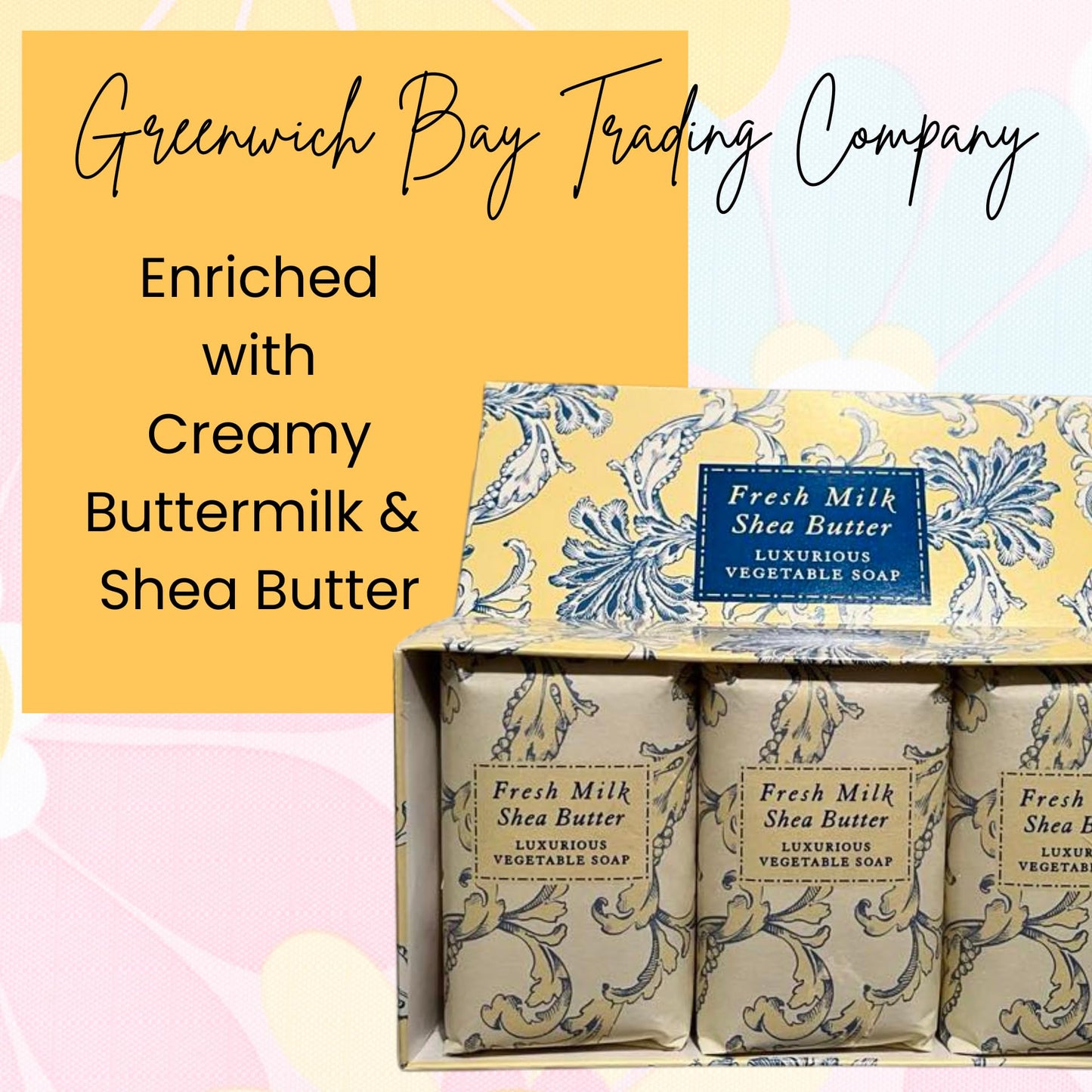 Greenwich Bay - Botanical Shea Butter Bar Gift Set - Fresh Milk Shea Butter, Yellow