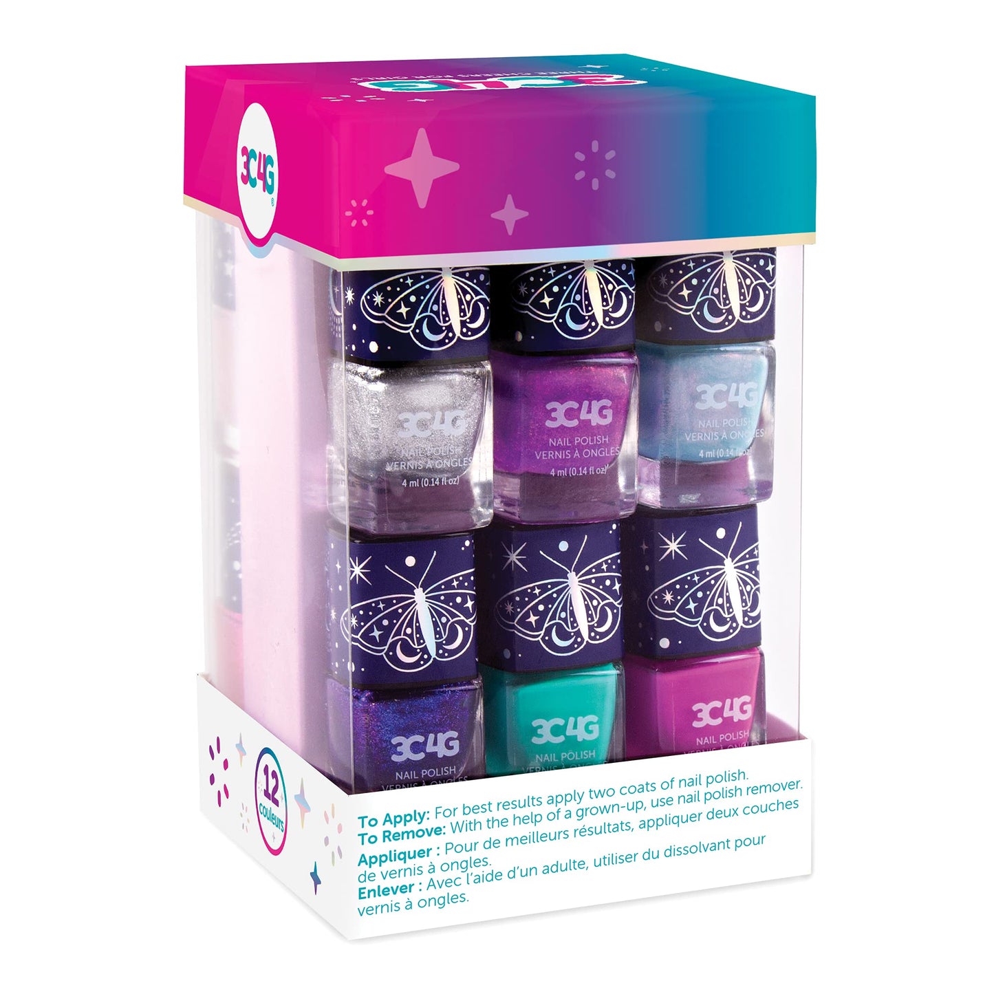 Celestial 12-Pack Nail Polish Tower for Girls & Teens - 12 Vibrant, Non-Toxic Colors - Safe & Fun Nail Polish Set for Kids Ages 8+ Perfect