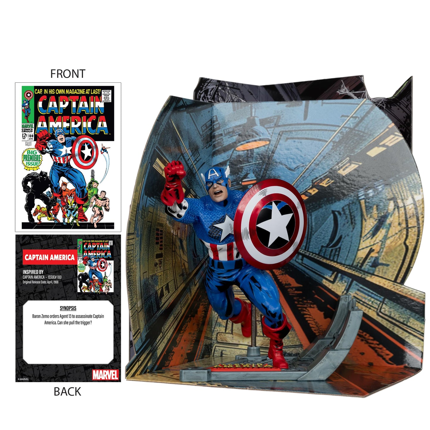 McFarlane Toys - Marvel Captain America 1:10th Scale Collectible with Scene (Captain America #100)