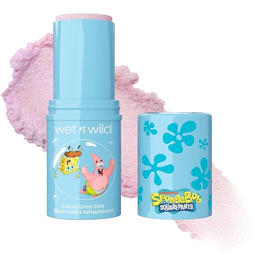 wet n wild Spongebob Cooling Glitter Stick, Shimmering Opal Glow for Face & Body, Puffiness-Reducing Stick - Chill Factor