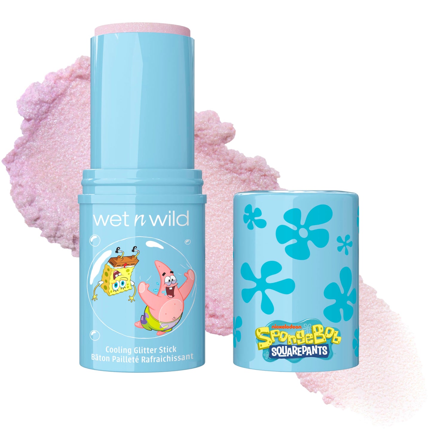 wet n wild Spongebob Cooling Glitter Stick, Shimmering Opal Glow for Face & Body, Puffiness-Reducing Stick - Chill Factor
