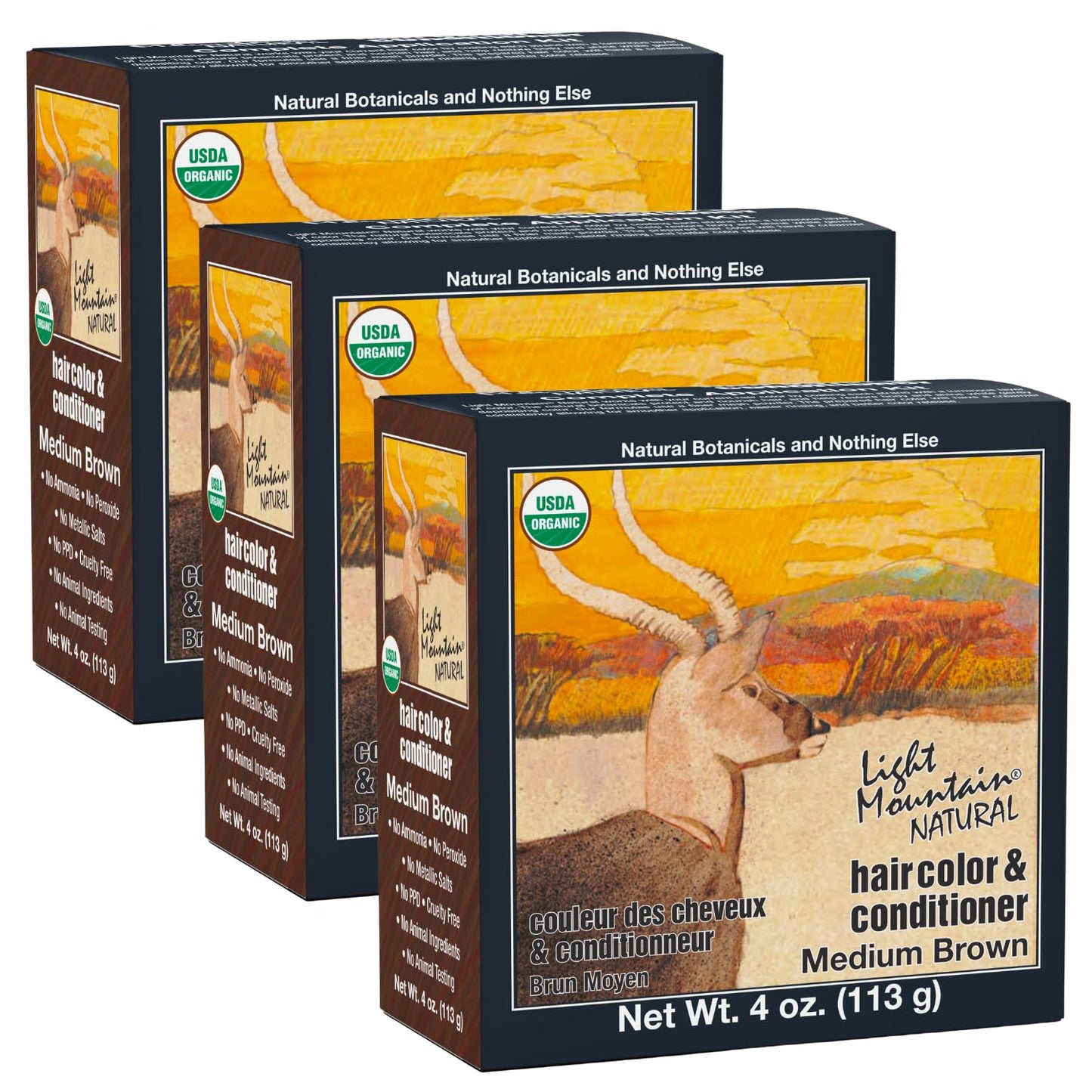 Light Mountain Henna Hair Color & Conditioner - Medium Brown Hair Dye for Men/Women, Organic Henna Leaf Powder and Botanicals, Chemical-Free