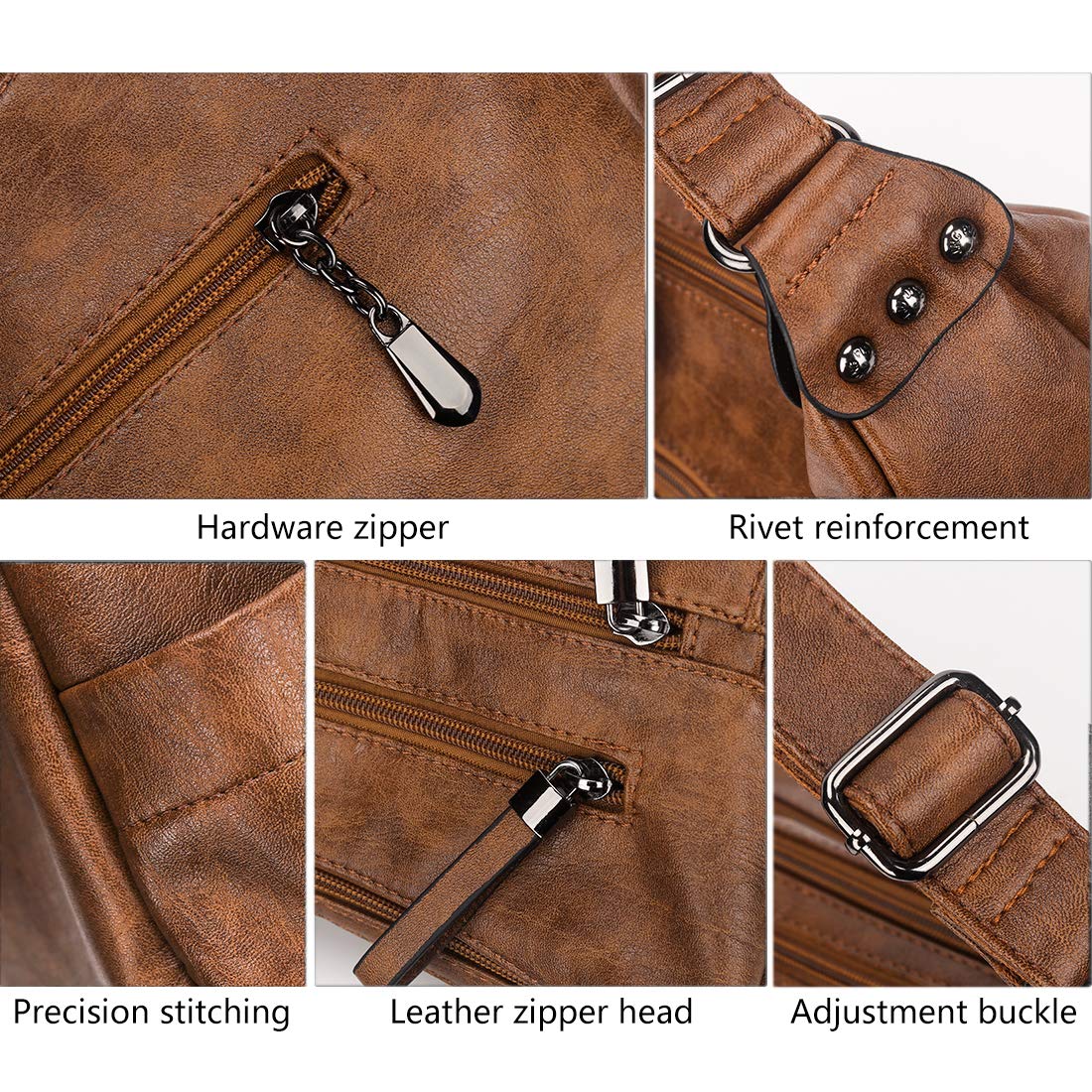 Artwell Fashion Crossbody Bag For Women Shoulder Bag Soft PU Leather Handbags Purses Multi Pocket Hobo Tote Bag (Brown)