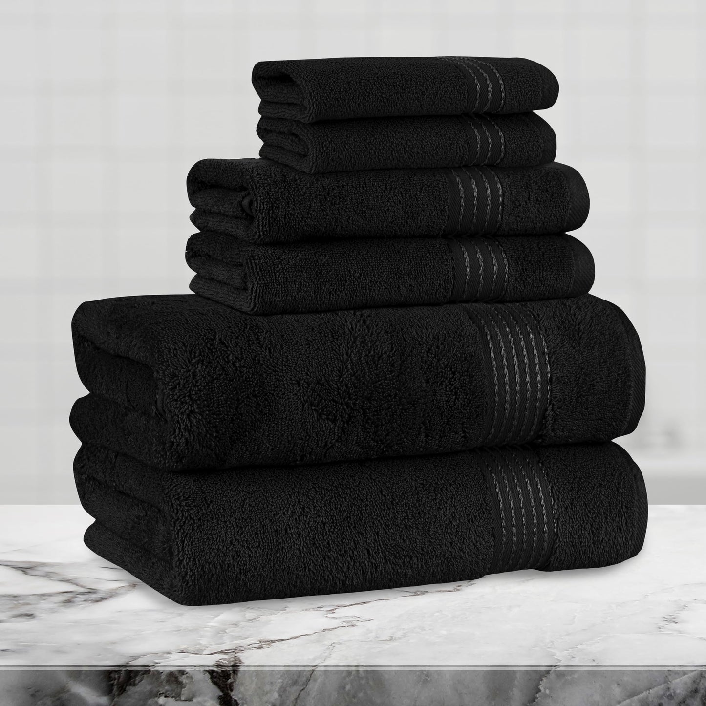 Mocassi Luxury 100% Turkish Cotton 6-Piece Towel Set - Ultra Soft, Quick Dry Highly Absorbent Premium Spa Hotel Quality Bath Towels, Includes 2 Bath…