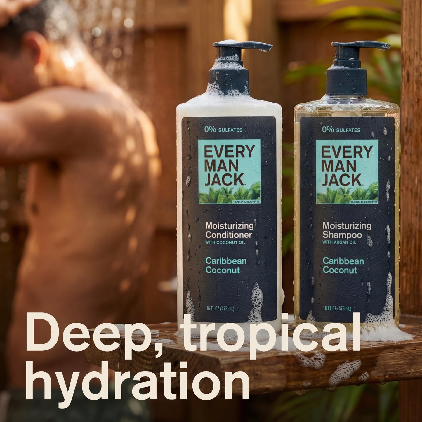 Every Man Jack Men's Shampoo and Conditioner Set - Caribbean Coconut - Sulfate Free - Made w/Plant Powered Moisturizing Ingredients like Coconut