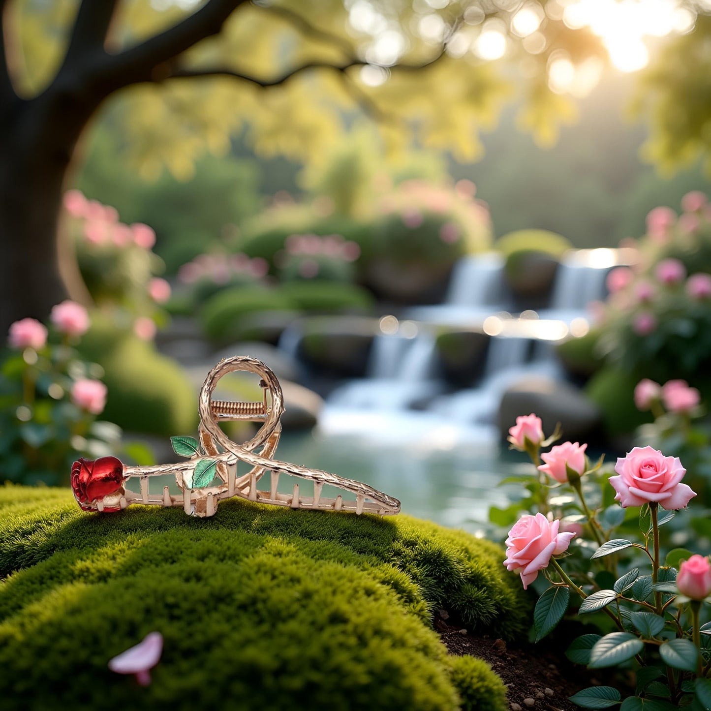 Red Elegant Rose Metal Hair Claw Clips, Large Shark Clips Non-Slip Barrettes for Strong Hold, Fashion Accessories for Long Thick Thin Curly Hair