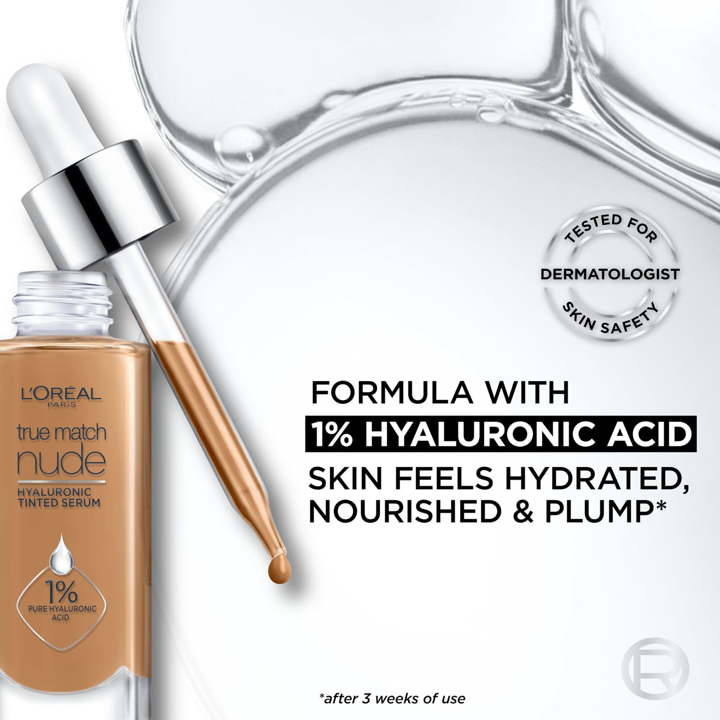 L'Oreal Paris True Match Nude Hyaluronic Tinted Serum Foundation with 1% Hyaluronic acid, Light 2-3, 1 fl. oz. Beauty and Personal Care L'Oreal Paris