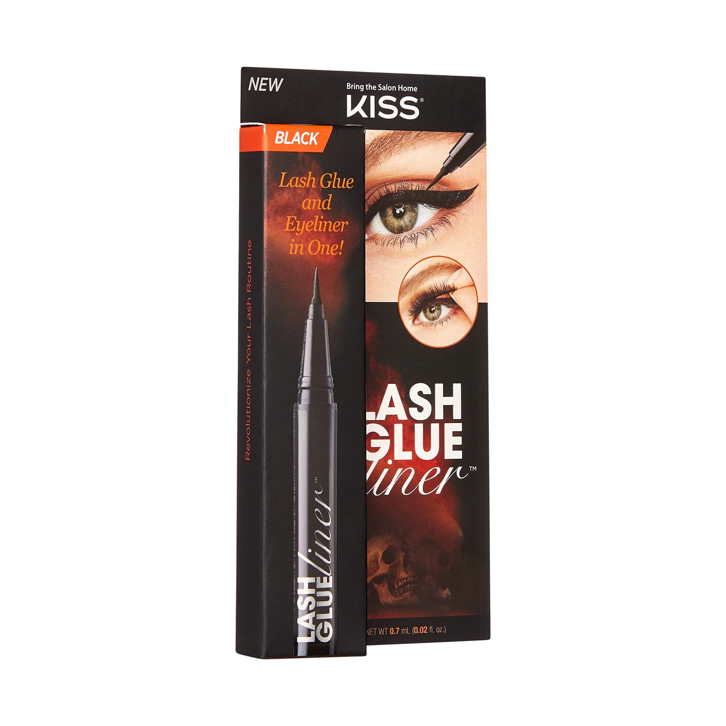 KISS Lash GLUEliner, 2-in-1 Felt-Tip Eyeliner and Lash Adhesive, Long Lasting Wear, Can Be Used With Strip Lashes and Lash Clusters, Net Wt. 0.7 mL