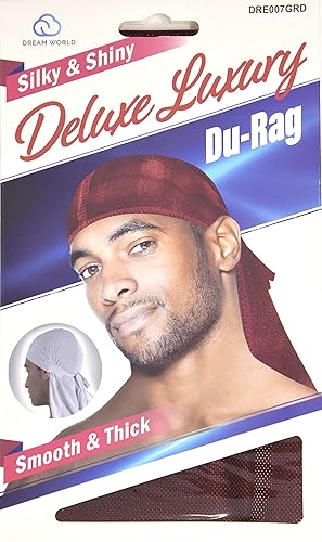 Dream Deluxe Du-Rag Glitter Red Smooth & Thick, Stretchable, Wrinkle Free, 100% Polyester