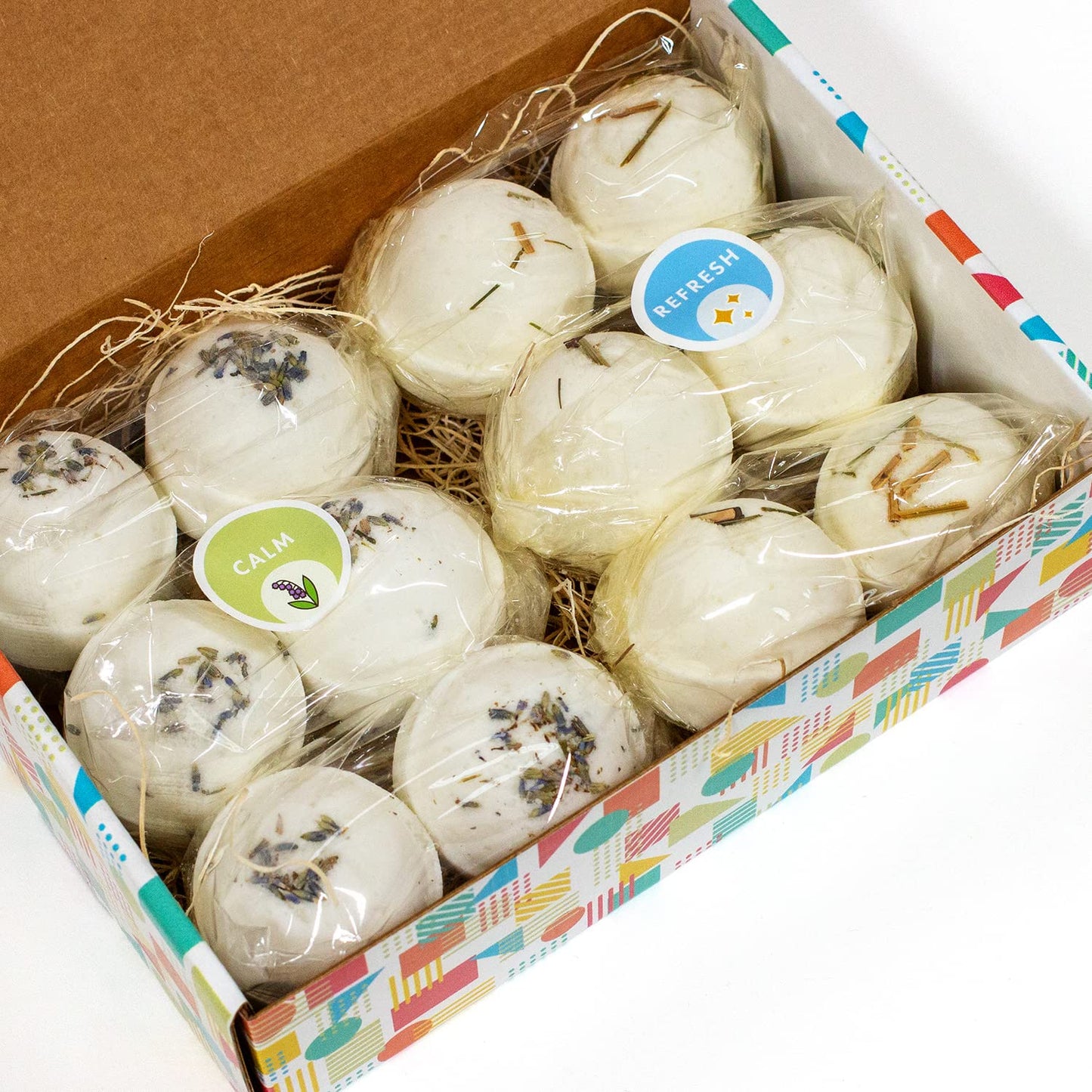 Refugee Bath Co. Variety Pack Bath Bombs, Color-Free Calm and Refresh Scents, 2.5 oz, Support Refugee Employment in The USA
