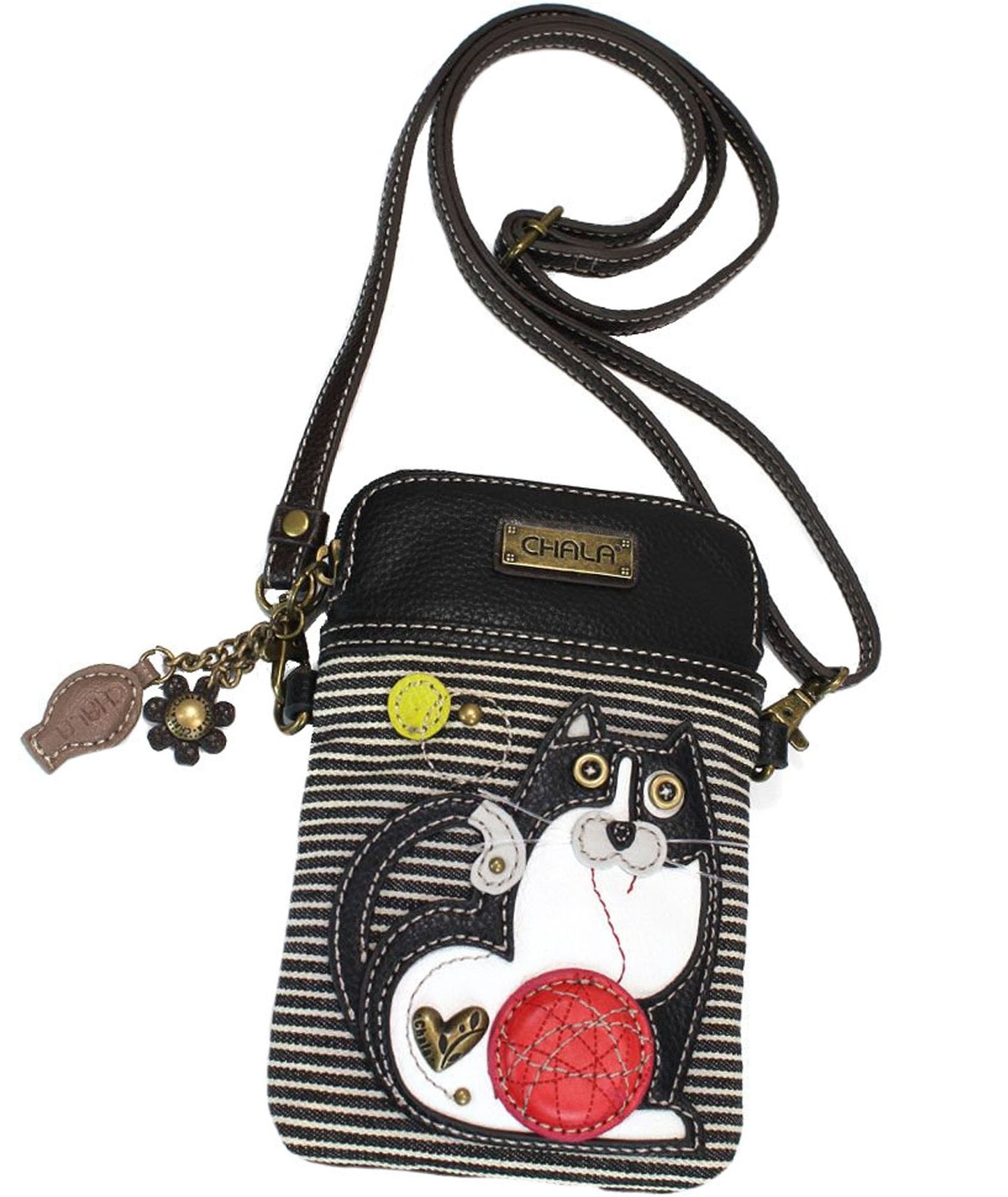 CHALA Cellphone Crossbody Handbag - Convertable Strap, Cat Lovers Gift (Black Stripe)