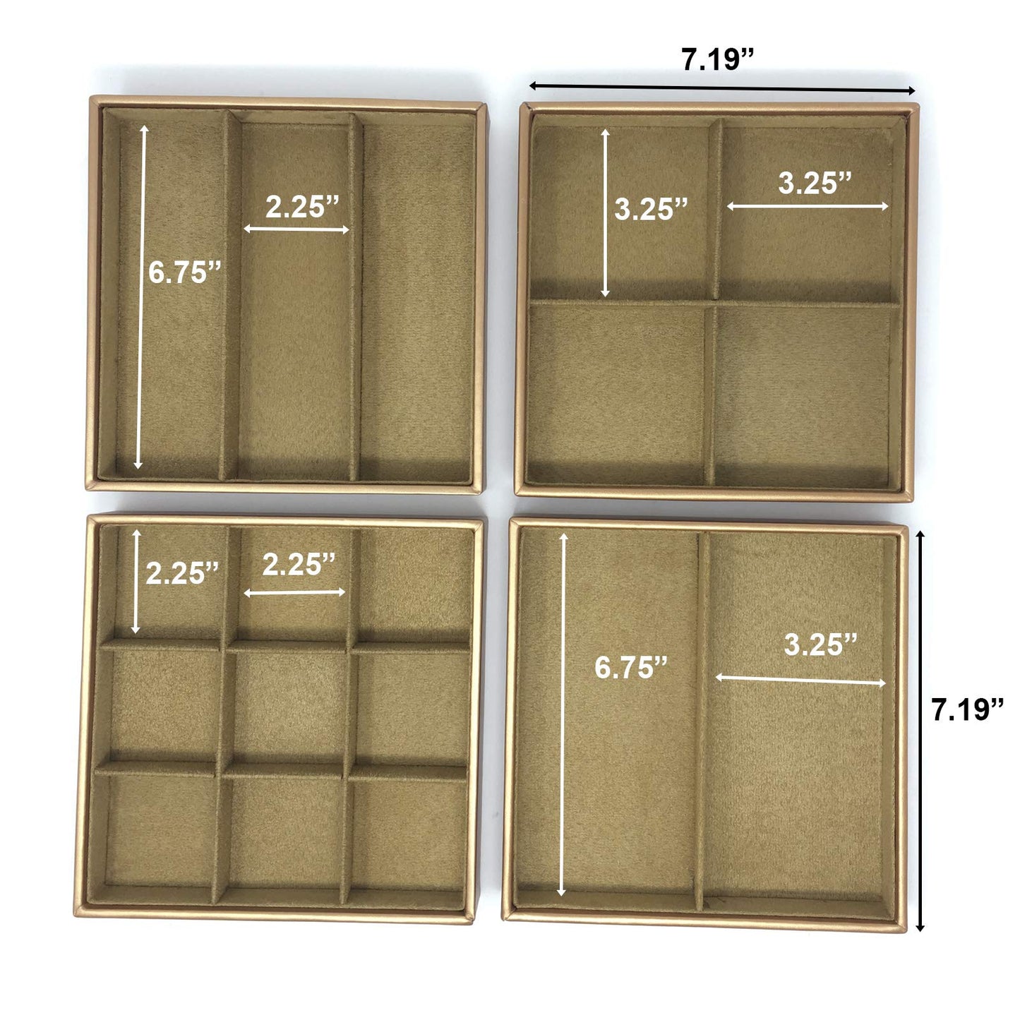 Huji Stackable Jewelry Trays Organizer Storage Rings Earrings Bracelets Watches Necklaces (1, Camel Brown Stack-able Trays)