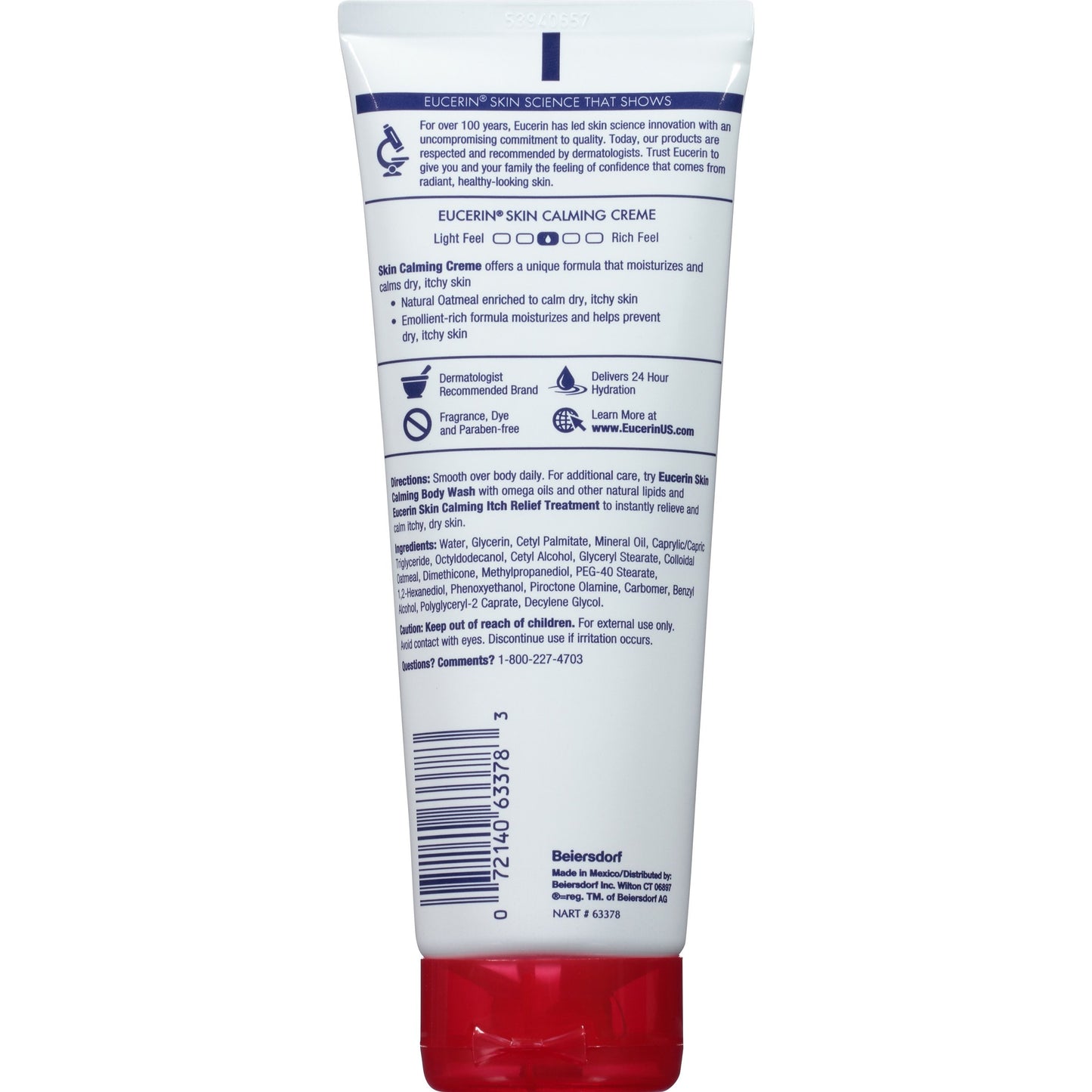 Eucerin Skin Calming Cream - Full Body Lotion for Dry, Itchy Skin, Natural Oatmeal Enriched - 8 oz. Tube Beauty & Personal Care Eucerin