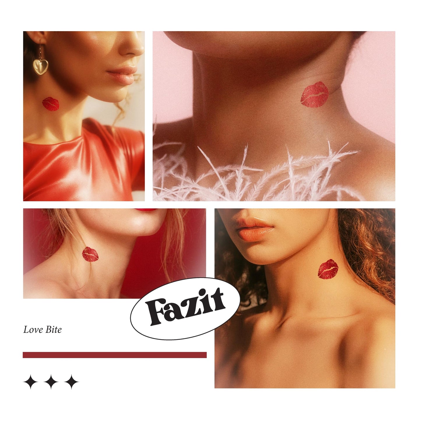 Fazit Makeup Patches - Love Bite - Glow Up Make-Up Patches - Cute Glitter Makeup Accessories For Women - Cosmetic Glitter For Face