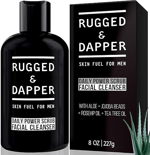 RUGGED & DAPPER - Daily Mens Face Wash + Scrub - 5 Month Supply - Deep Exfoliating Cleanser - Prevents Breakouts - Acne Face Wash Men's - USA Made