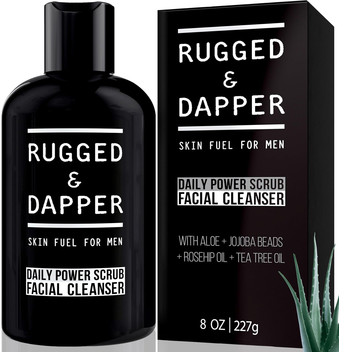 RUGGED & DAPPER - Daily Mens Face Wash + Scrub - 5 Month Supply - Deep Exfoliating Cleanser - Prevents Breakouts - Acne Face Wash Men's - USA Made