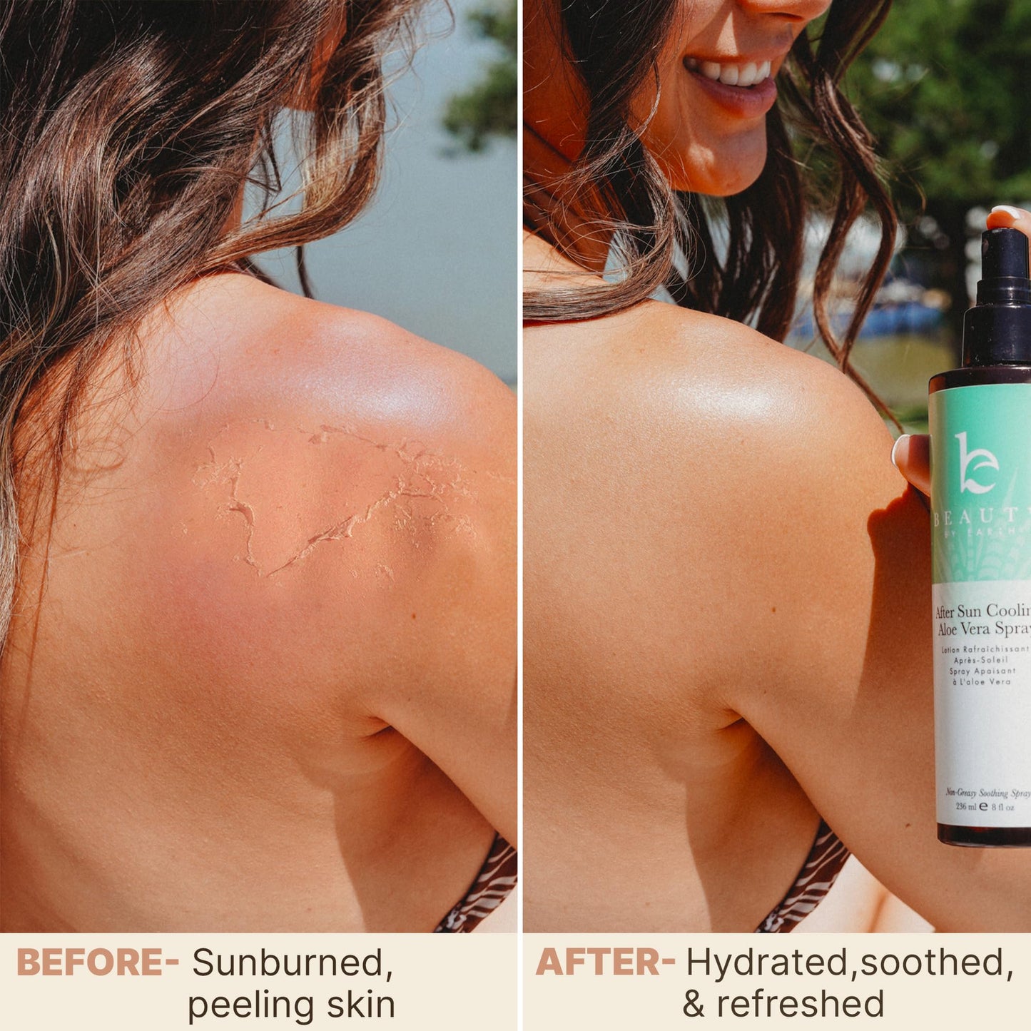 Beauty by Earth After Sun Cooling Aloe Vera Spray - USA Made With Organic Aloe Vera, Fast Absorbing After Sun Care for Sunburn Relief, Skin Cooling