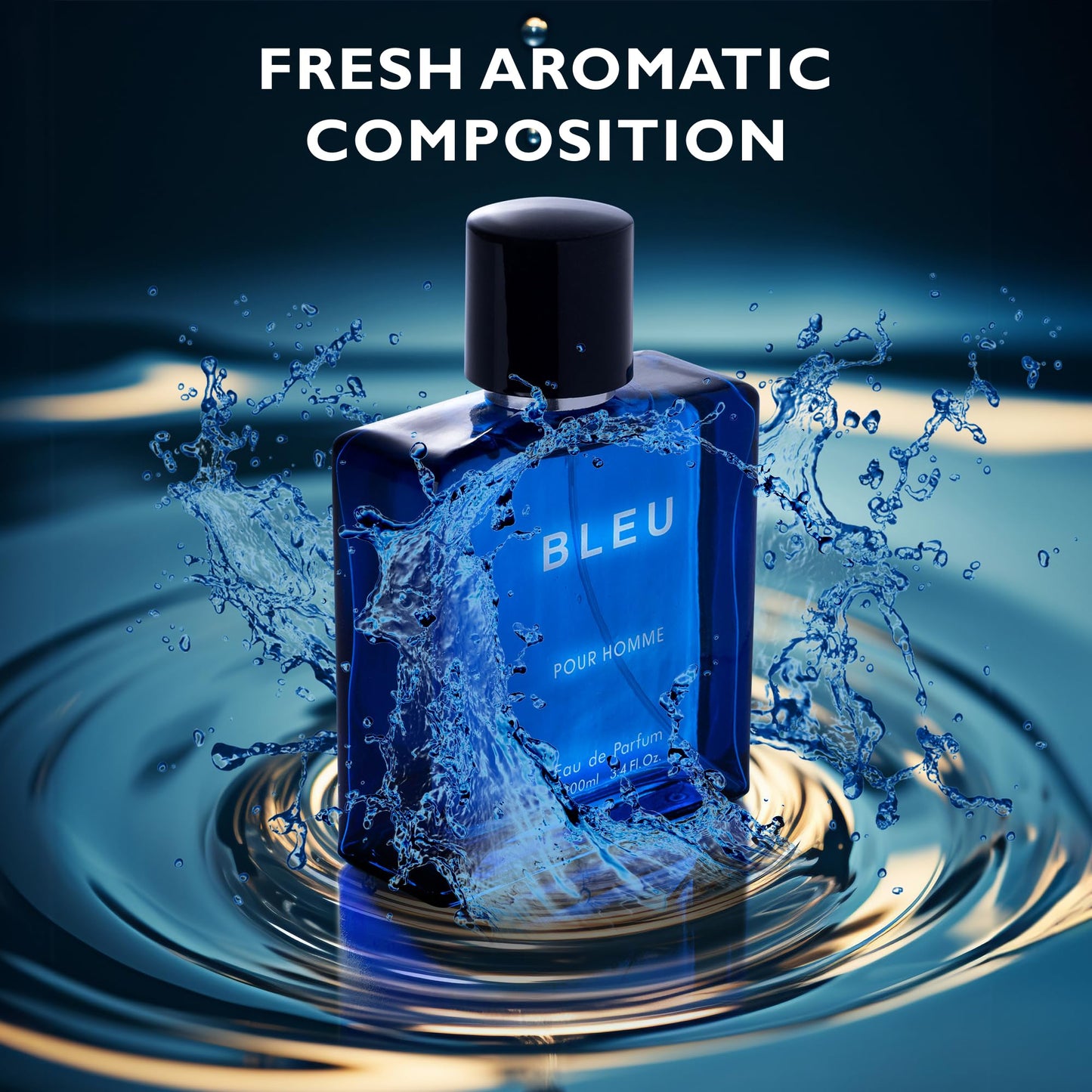 Bleu for Men Eau De Parfum - Blend of Citrusy Top Notes, Aromatic Spices & Warm Woody Undertones - Combination of Grapefruit, Lemon, Mint & Pink