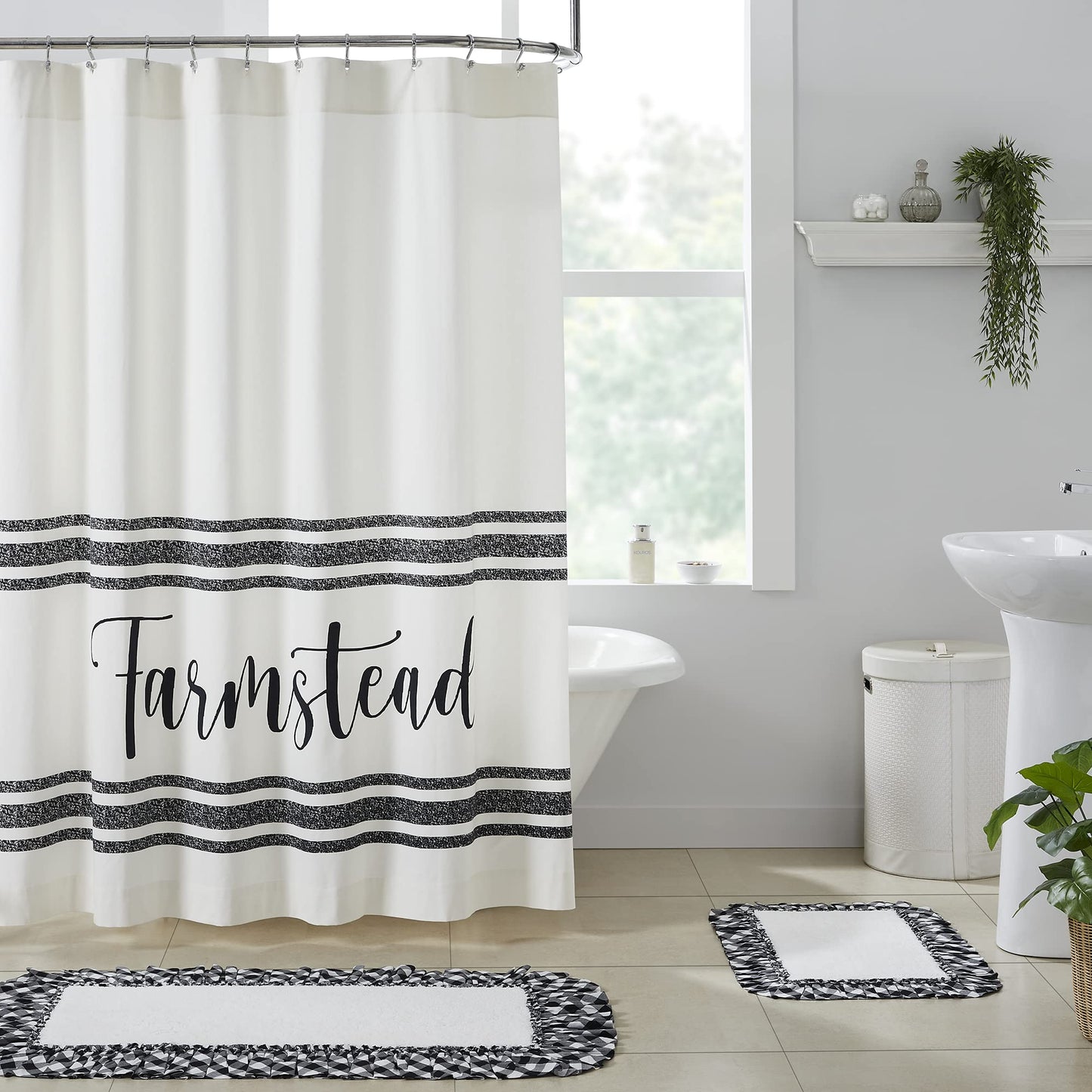 VHC Brands, Sawyer Mill 'Farmstead' Shower Curtain, Black, 72x72