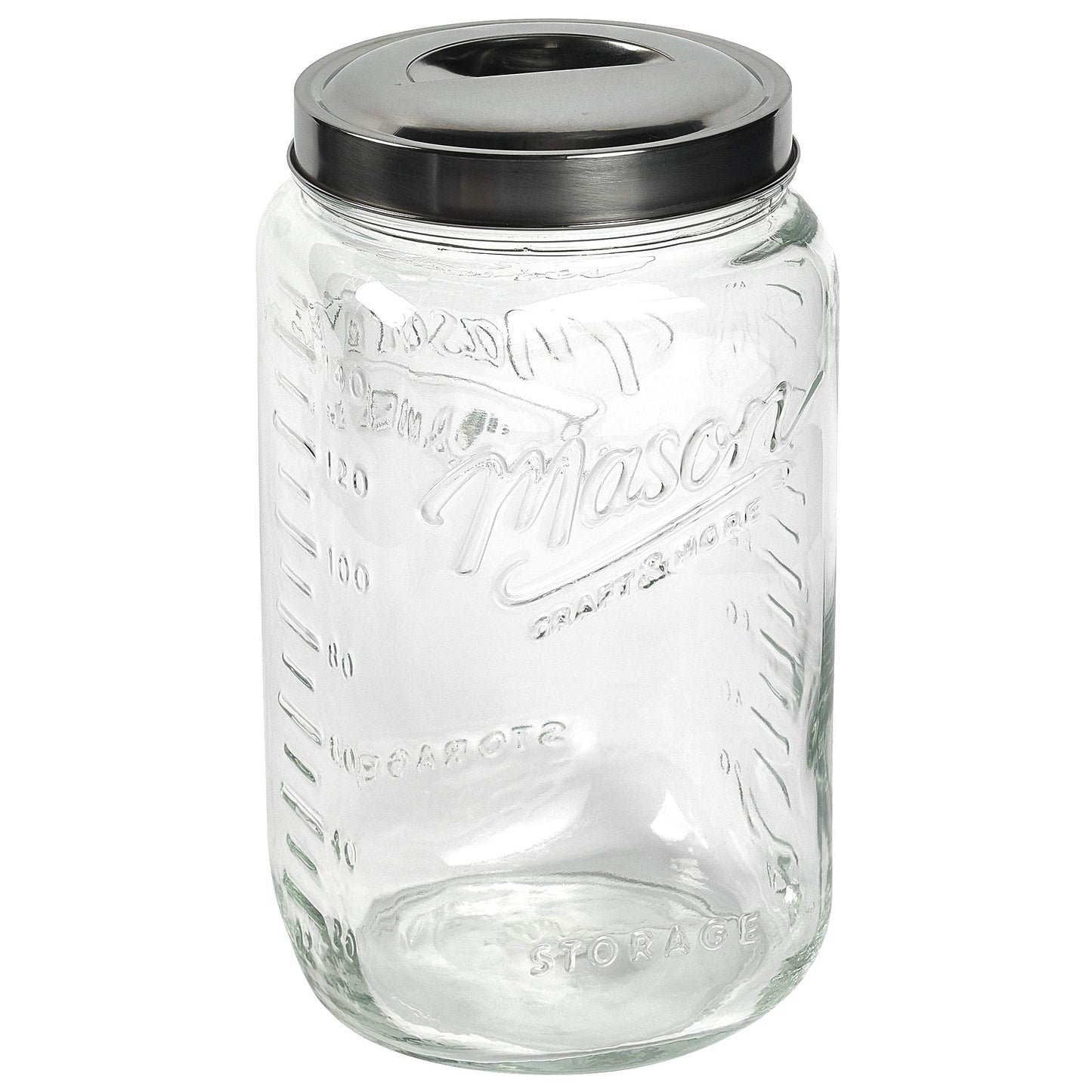 Mason Craft & More Airtight Kitchen Food Storage Clear Glass Pop Up Lid Canister, Extra Large 4.6 Liter Pop Up Canister