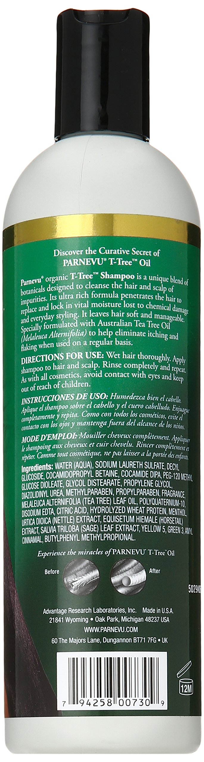 Parnevu T-Tree Therapeutic Shampoo, 12 Ounce