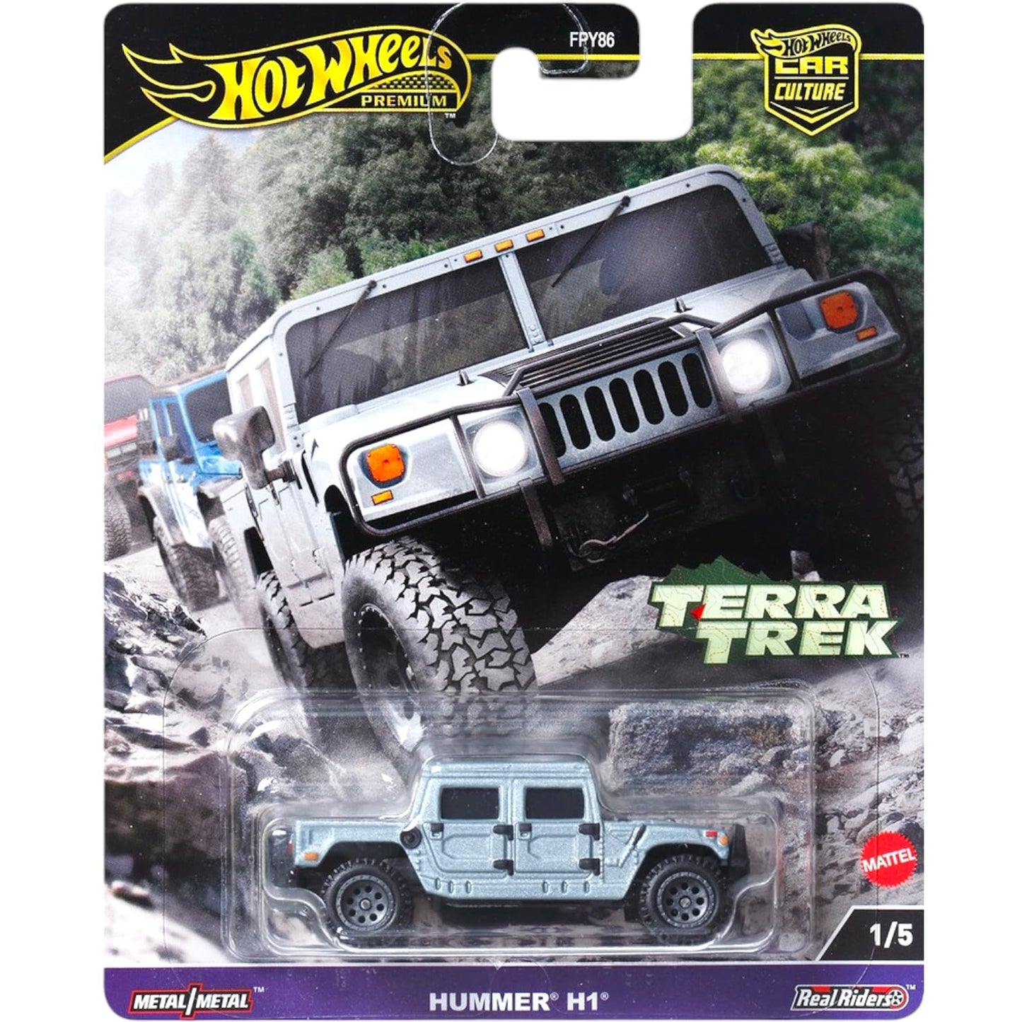Hot Wheels Terra Trek Off-Road Collection, 5 Die-Cast Cars Set, Hummer H1, Jeep Gladiator, Datsun King Cab, Toyota Land Cruiser, Mitsubishi Pajero…