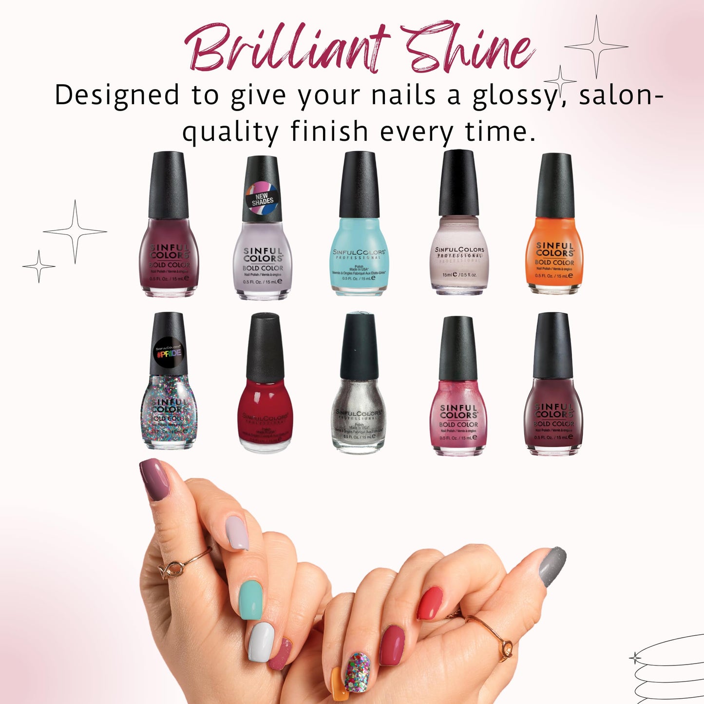Sinful Colors Nail Polish Set 10 Piece Surprise, Plus 2 Bonus Repeat Shades
