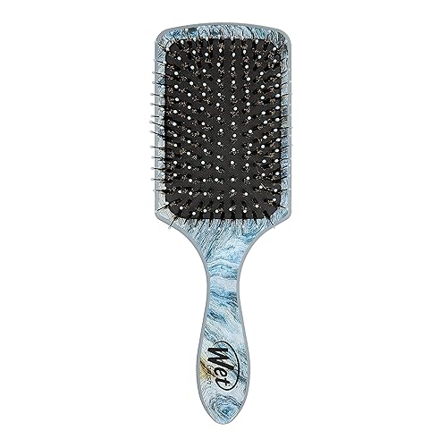 Wet Brush Paddle Shine Enhancer with Argan Oil, Distressed Wood - Ultra-Soft IntelliFlex Detangling Bristles with Boar Bristles For A Smooth & Shiny