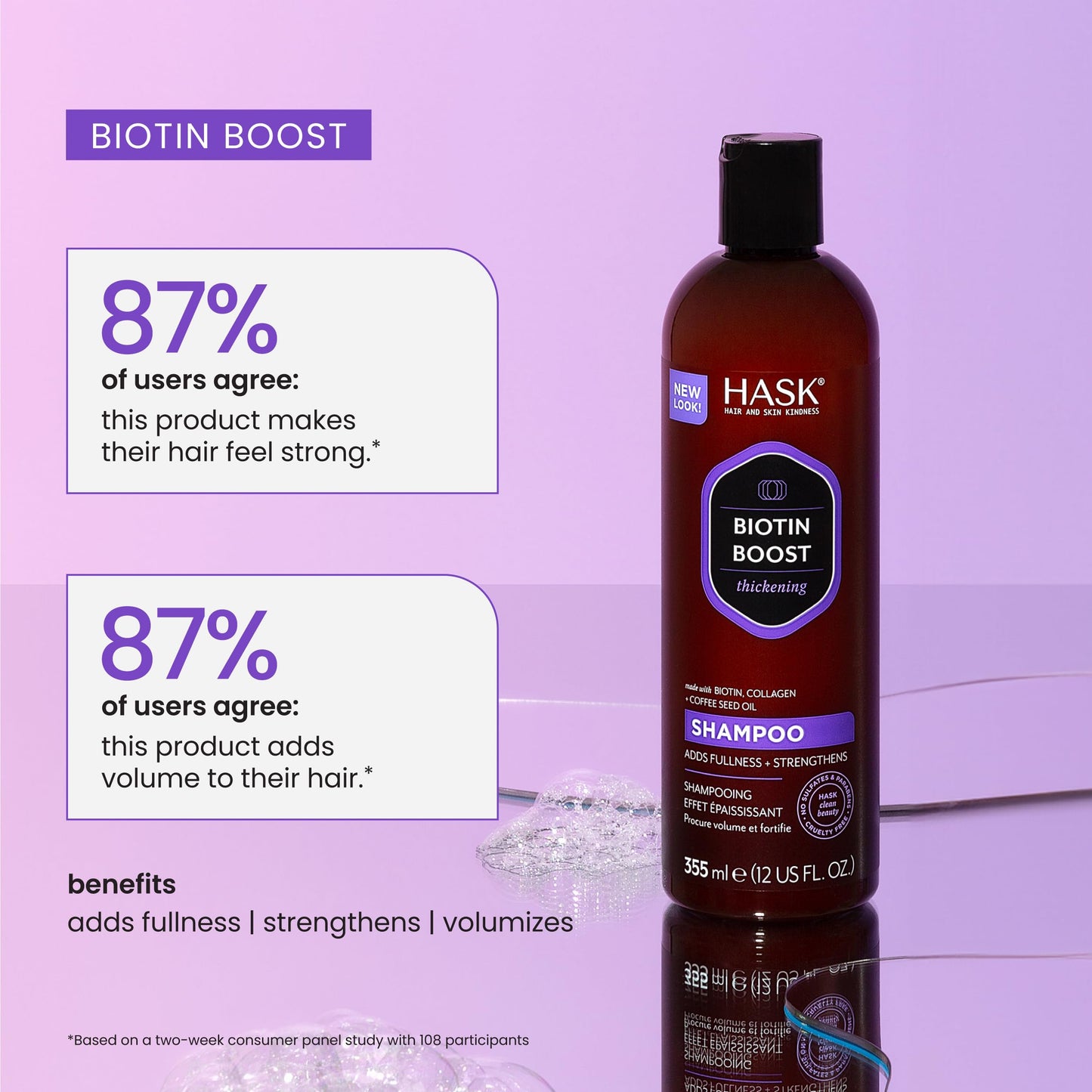 HASK Biotin Boost Thickening Shampoo + Conditioner Set | Adds Fullness, Strengthens, Volumizes, Sulfate-Free, Paraben-Free, Gluten-Free, Color Safe |