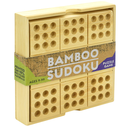 Project Genius Ecologicals Bamboo Sudoku – Eco-Friendly Puzzle with Numbered Pegs & 30-Puzzle Booklet, Sustainable Bamboo Game