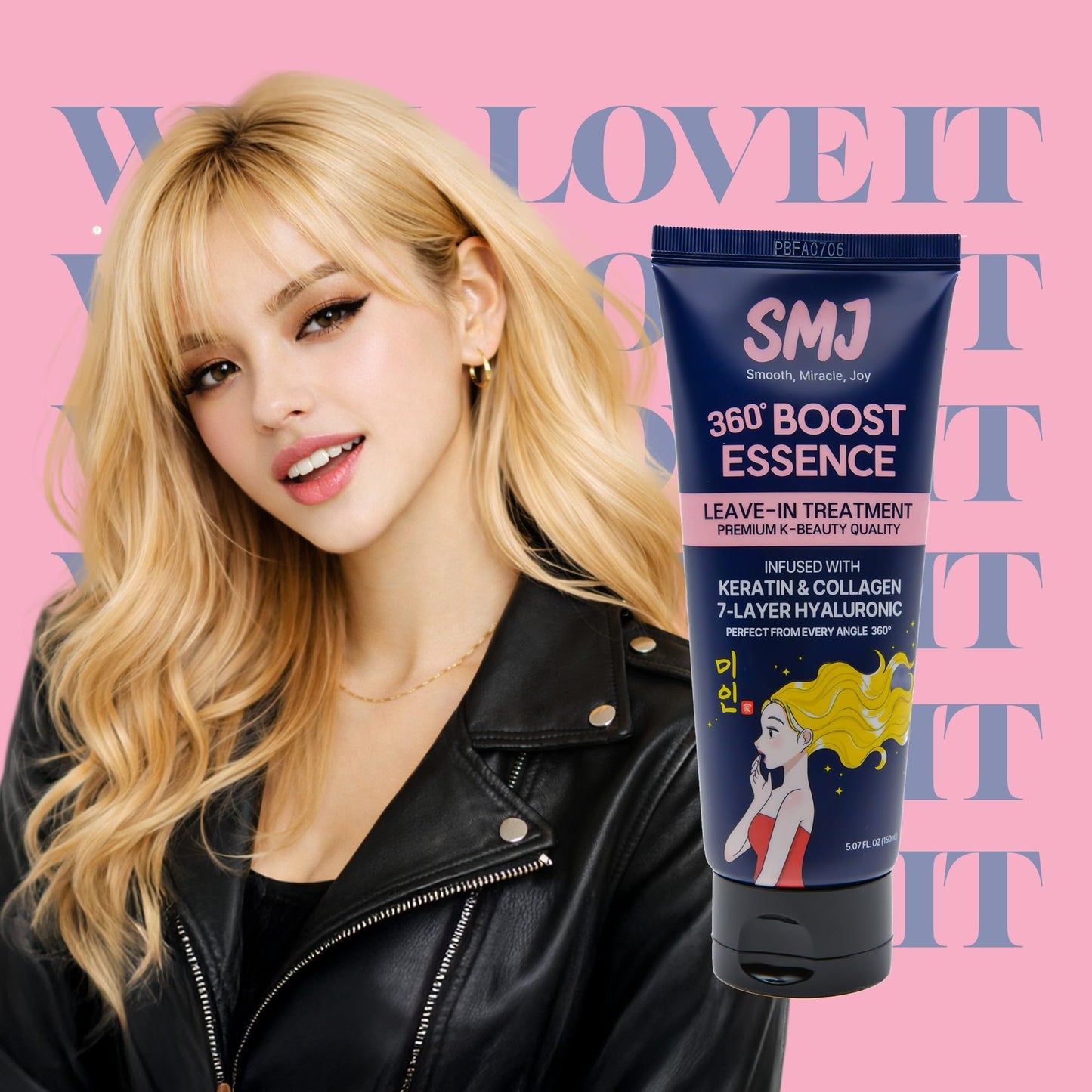 SMJ 360° BOOST ESSENCE LEAVE-IN TREATMENT | Silky K-Beauty Hair Essence | Anti-Frizz & Shine | Keratin, Collagen & 7-Layer Hyaluronic Acid | USA