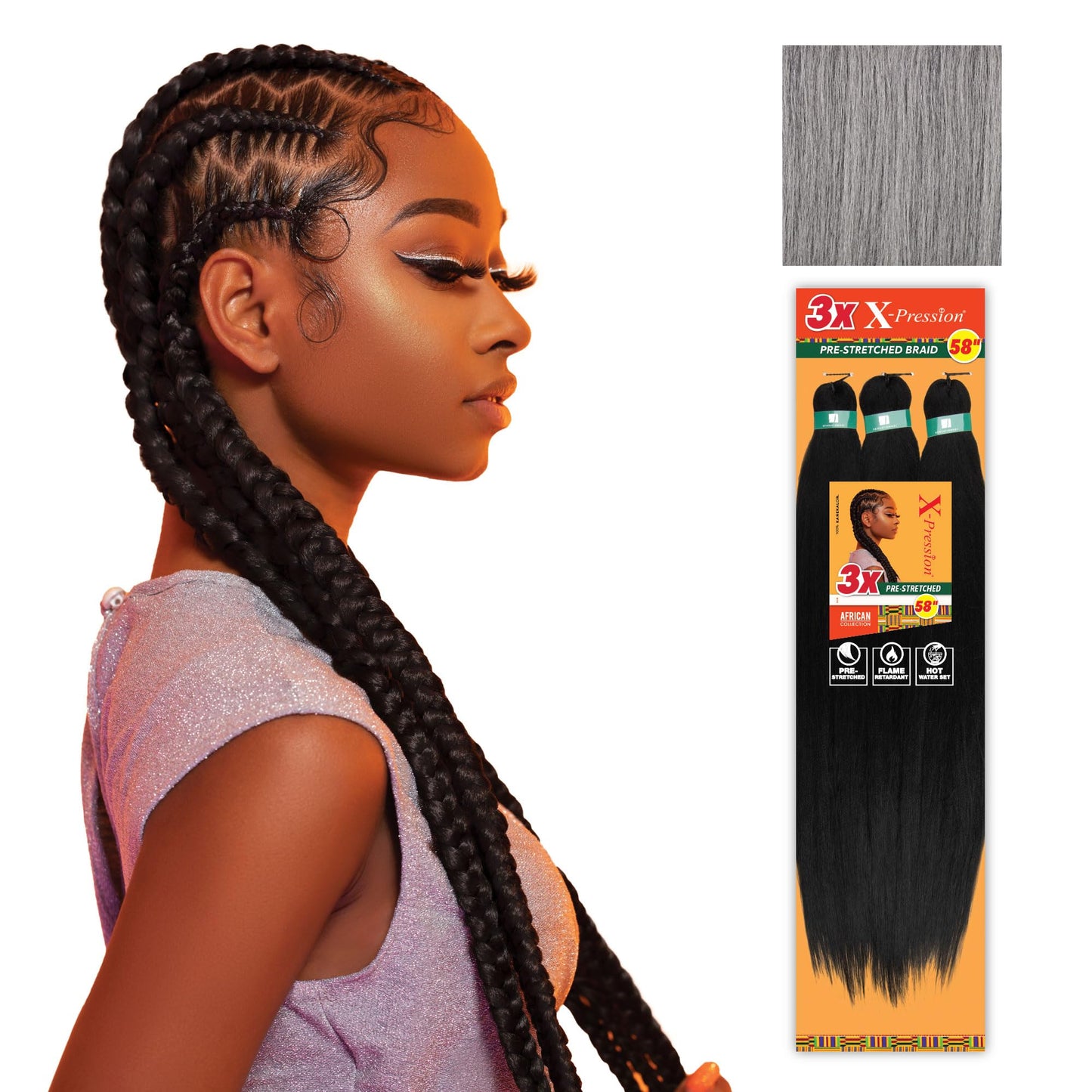 Sensationnel X-pression prestretched braiding hair - 3x braid 58 inch all kanekalon flame retardant synthetic braid for box braids and twists (1 pack Beauty and Personal Care Sensationnel Default Title