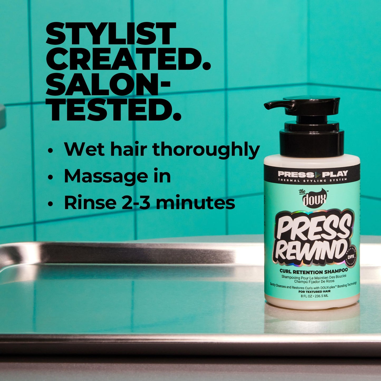 The Doux PRESS REWIND and FAST FORWARD Bundle - Shampoo and Conditioner Set for Curly Hair - With Aloe Stem Cell, Cactus, and Pataua Oil