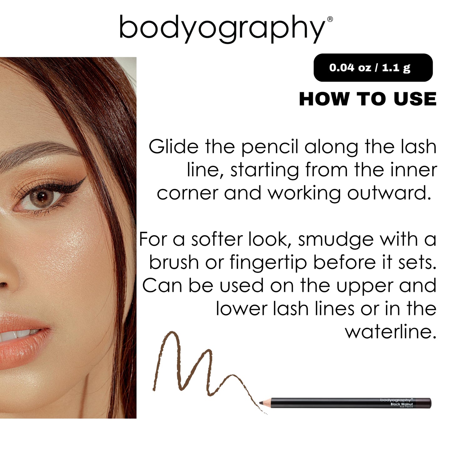 Bodyography Cream Eye Pencil, Virgin - White Wooden Eyeliner for Eyes & Eyebrows, Long-Lasting Cruelty-Free Coconut Oil Cosmetic Liner