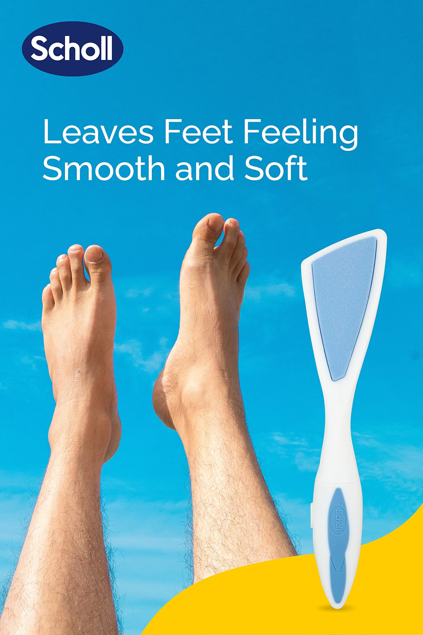 Scholl Hard Skin Foot File - Double Action Footfile for Hard Skin Removal and Rough Skin Smoothing, Soft Grip Extendable Handle for Comfortable Use