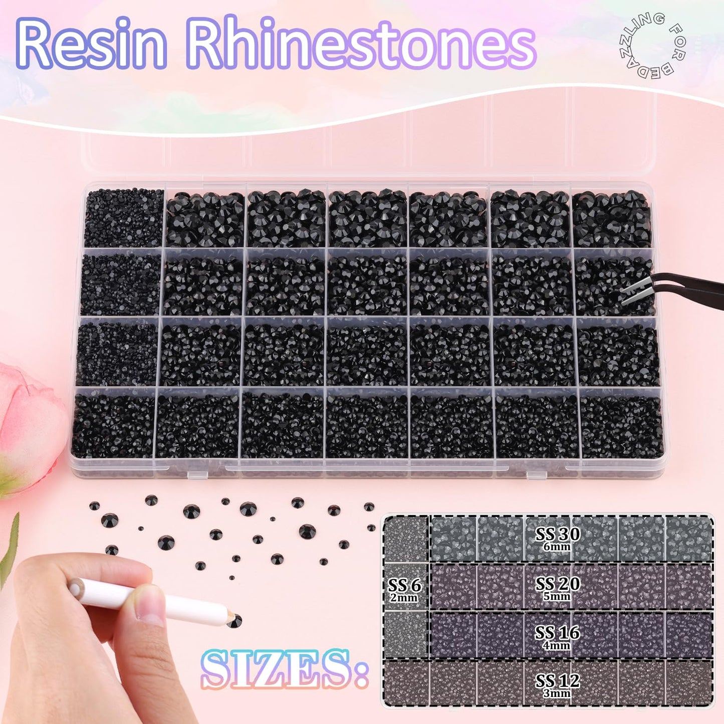 Resin Rhinestones for Crafting, 2 Boxeses Light Pink Multi Sizes Flatback Bedazzling Crystals for Crafts Nail Art Deco, Non Hotfix Gems Charms Beauty and Personal Care BELLEBOOST