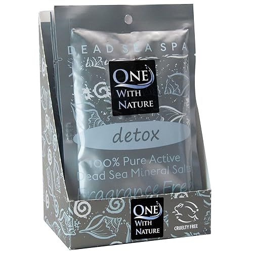 One With Nature 100% Pure Dead Sea Salt for Bath Fragrance Free, 2.5oz 6Pack. High in 21 Essential Minerals, Such as Magnesium, Sulfur, Zinc