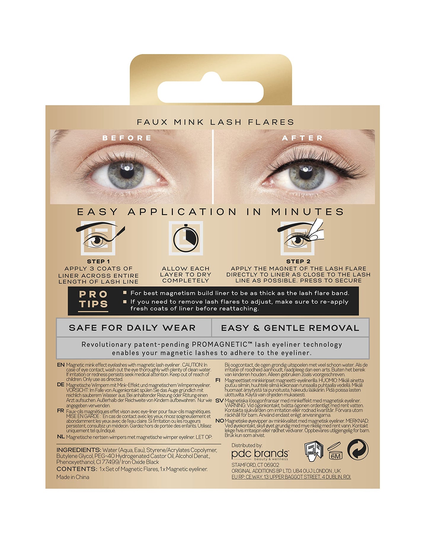 Eylure PROMAGNETIC Magnetic Eyeliner and False Lashes Kit, Faux Mink Flares, Medium and Long, No Glue Needed